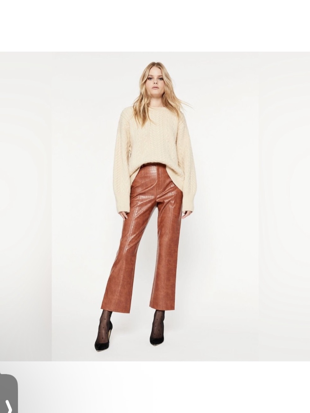 NWT Brown Croc Embossed Faux Leather Pants XL  Bardot Tan Caramel Camel 90s